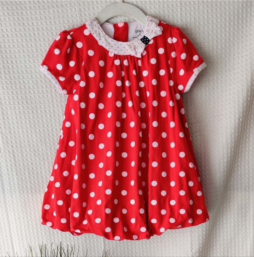 Little Me, Toddler Girls Red Polka Dot Dress Size 24 Mo.